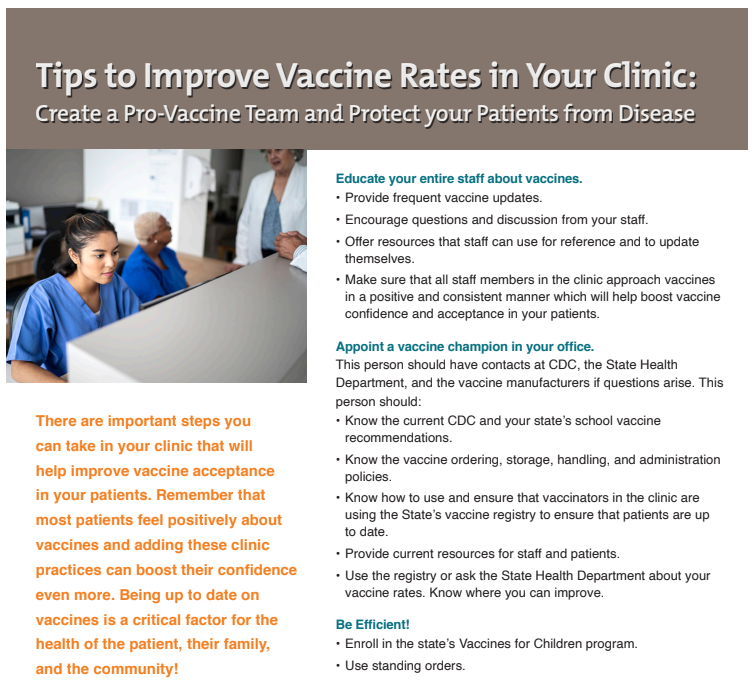 Tips to Improve Vaccine Rates Flyer