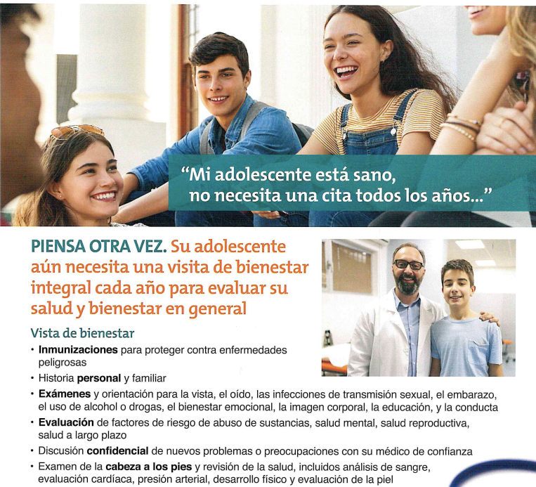 Teen Well Child Visit Flyer – Spanish