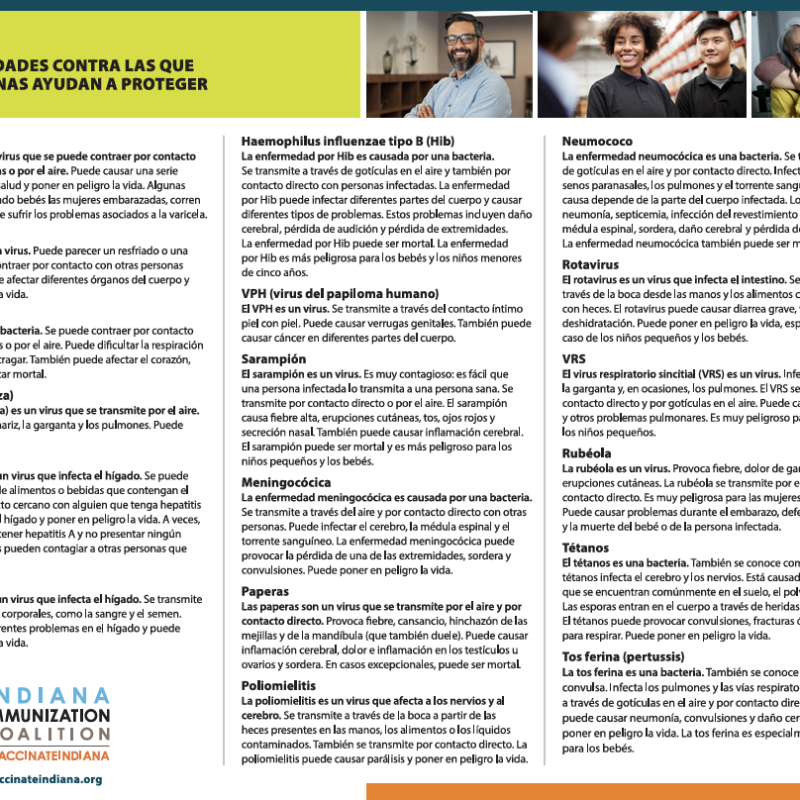 Diseases that Vaccines Help Protect Against Flyer - Spanish